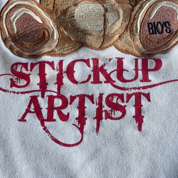 BKYS Stickup Artist Sweater Adult Large Cream Ski Mask Bear Embroidered Crewneck - Picture 5 of 12